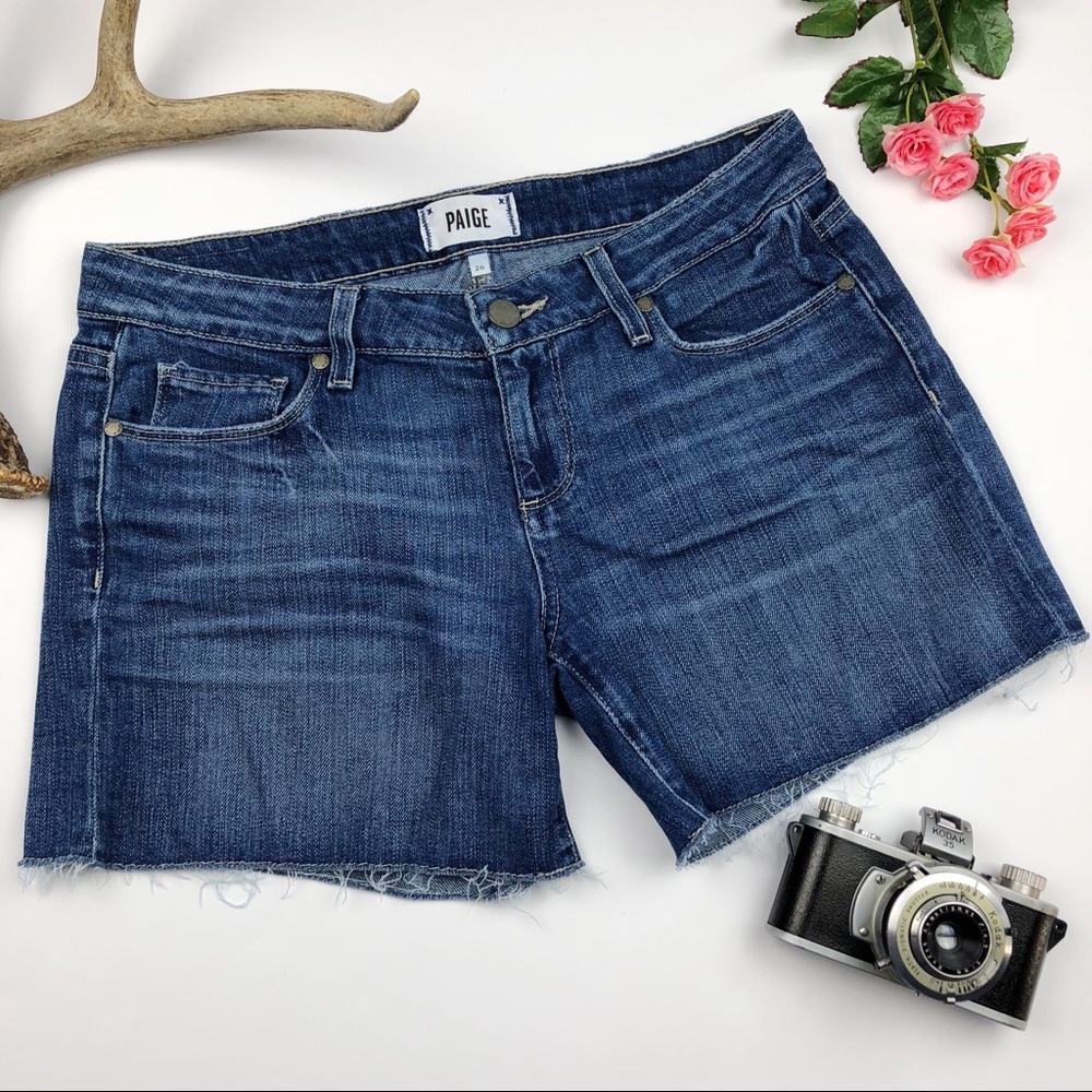 PAIGE Denim Jimmy Jimmy Low-rise Cutoff Jean Shorts